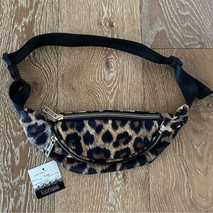 New! KENSIE matte vinyl leopard fanny pack/cross body with gold hardware.